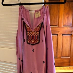 Beaded silk Anthropologie top